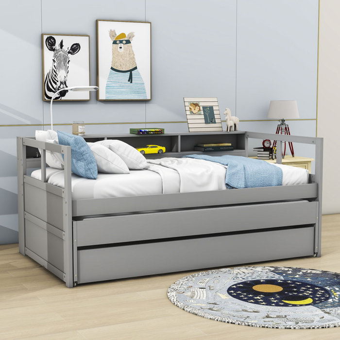 Wildon Home® Ajara Twin XL Wooden Daybed with Two Twin Size Trundles